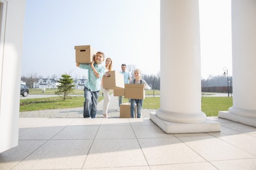 Removals and storage service in Elephant and Castle with moving van and packed boxes