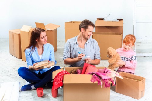 Packed boxes and seasonal items for student storage in London