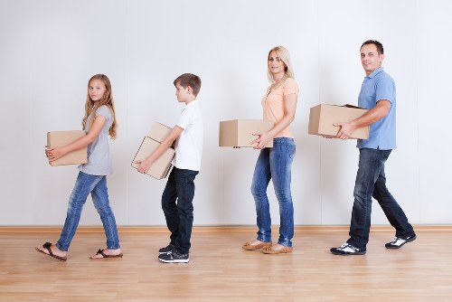 Packed boxes and furniture ready for short-term storage in Elephantandcastle